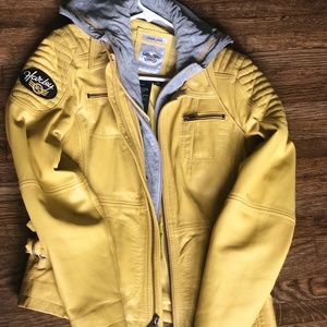 Women’s Small Harley Davidson Yellow and Gray Leather Jacket